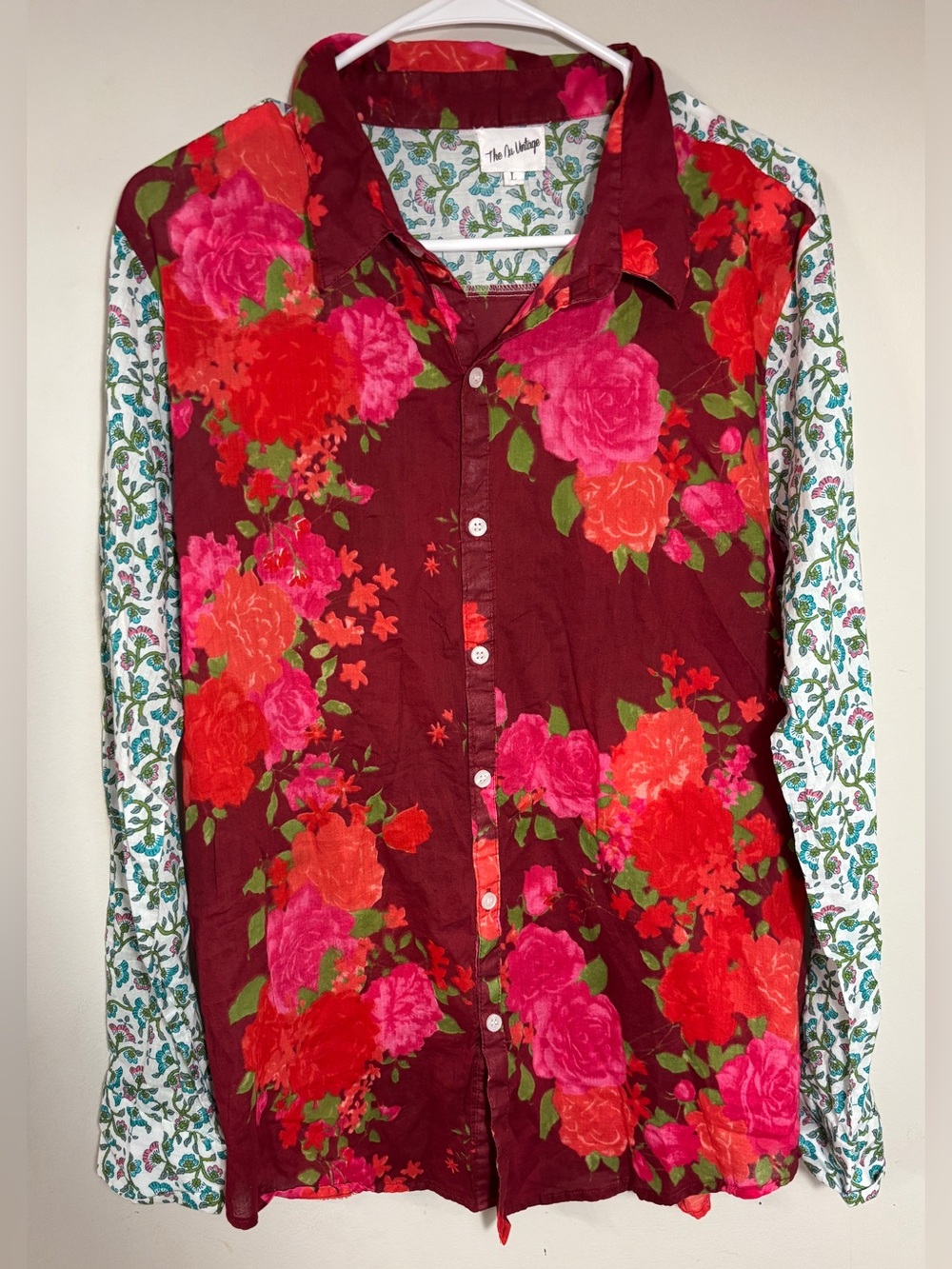 THE NU VINTAGE Women’s L Floral Button Down Shirt Boho Cottagecore Made in USA - Picture 2 of 9